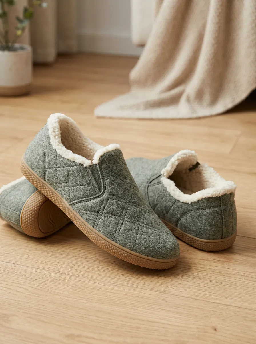 Casual Quilted Fleece Lined Silhouette Unisex Warm Wool Shoes