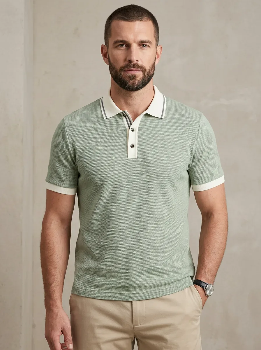 Men's Classic Smart Casual Contrast Trim Polo Shirt