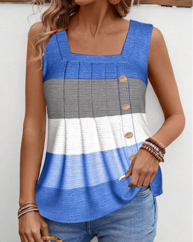 Striped Button Front Blouse