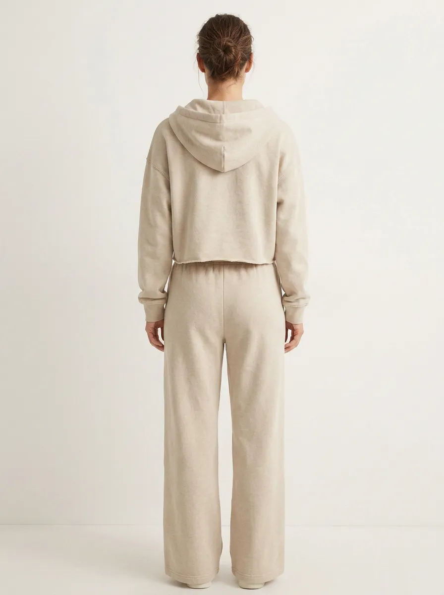 Sweatpants Women's Cropped Zip-Up Hoodie Jogger Active Set