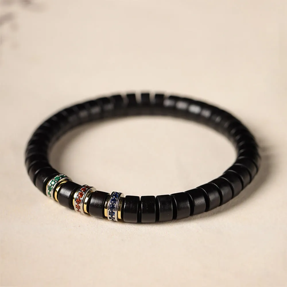 Ebony Wood Small Leaf Sandalwood Zircon Bracelet
