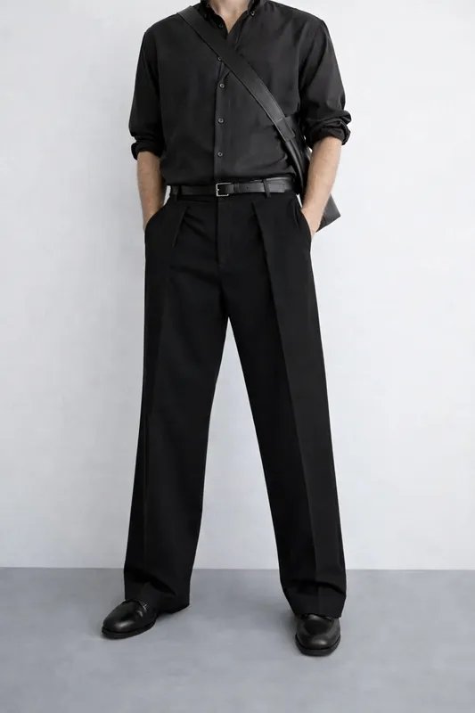 Pleated Straight-Leg Trousers