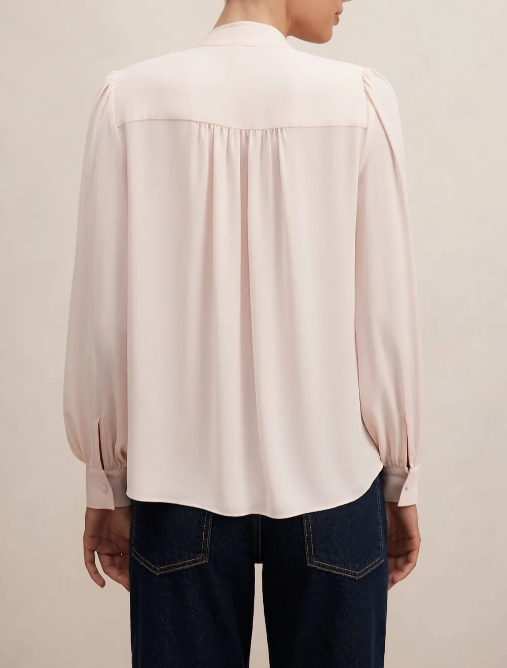 Light Pink Long Sleeve Button-Up Blouse