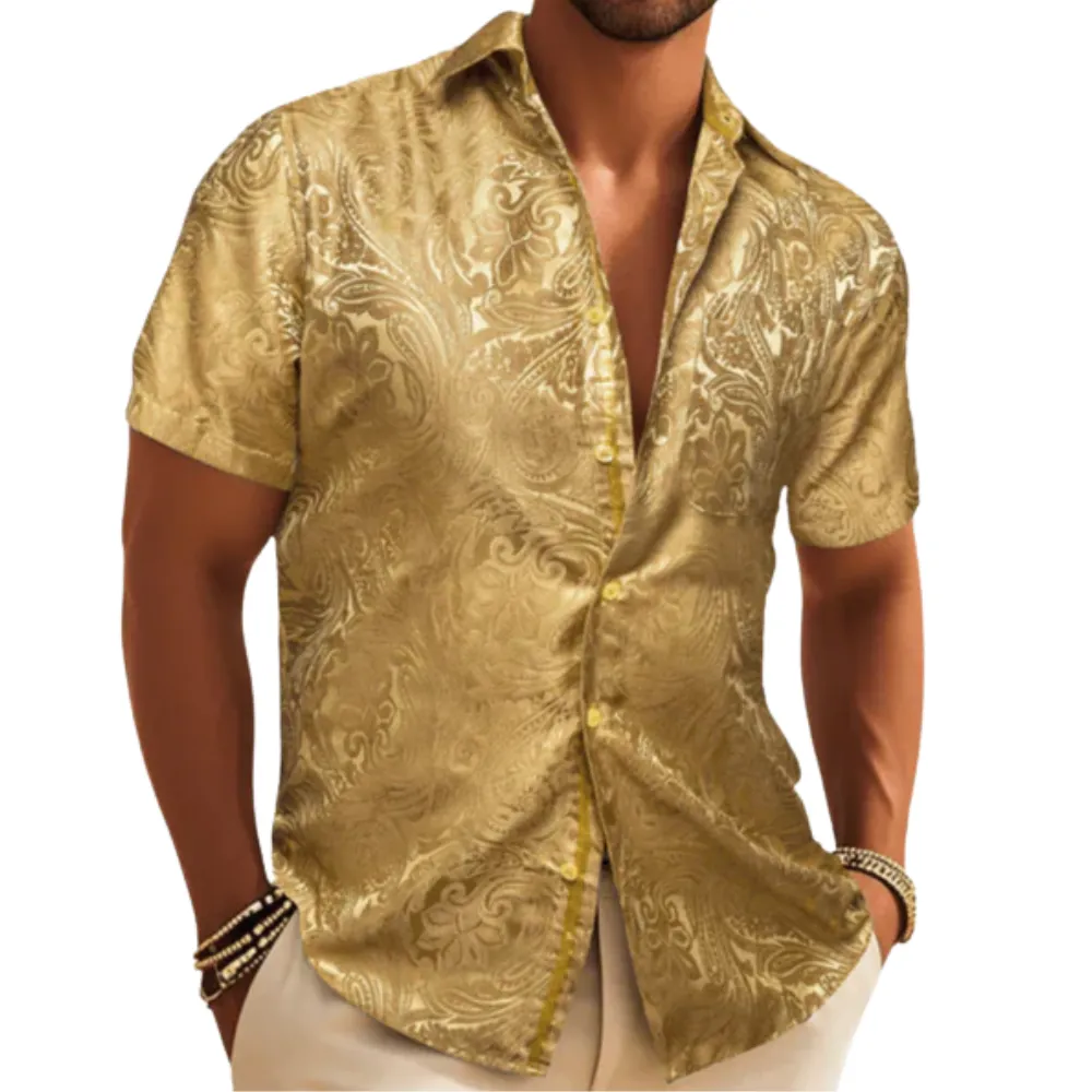 Elegant Paisley Jacquard Button Up Button Shirt