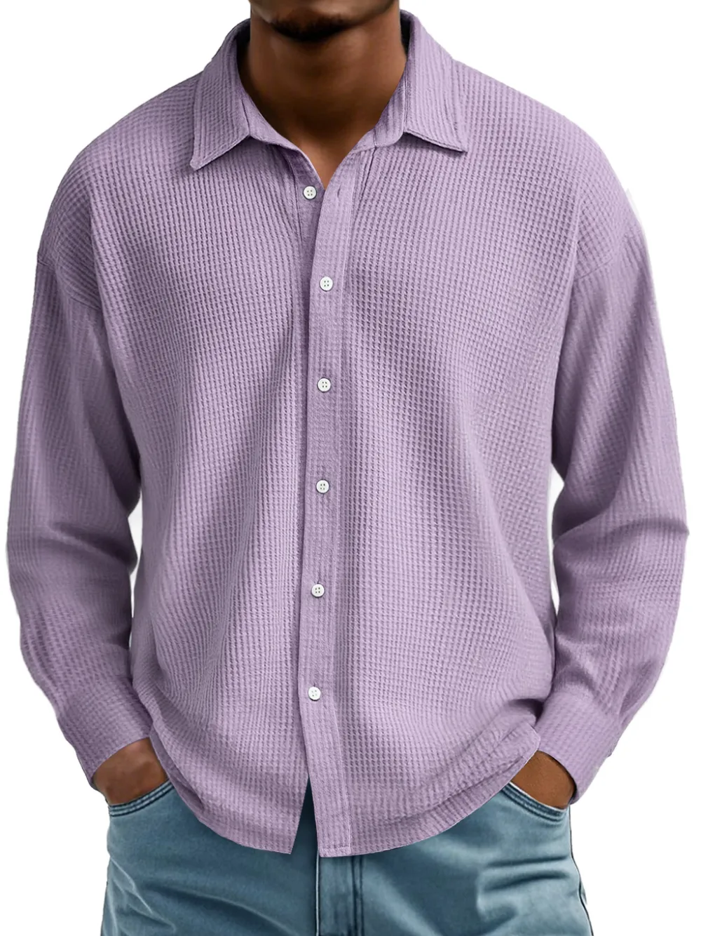 Textured Knit Camp Collar Shirt