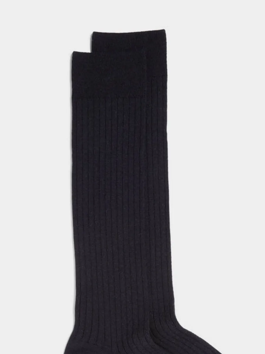 Plain Ribbed Dress Socks