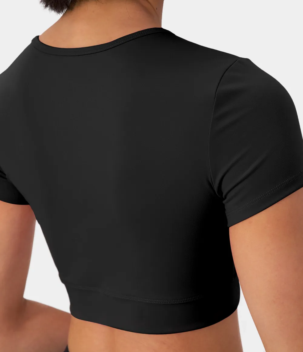 Softlyzero Plush Crossover Hem Cropped Sports Top