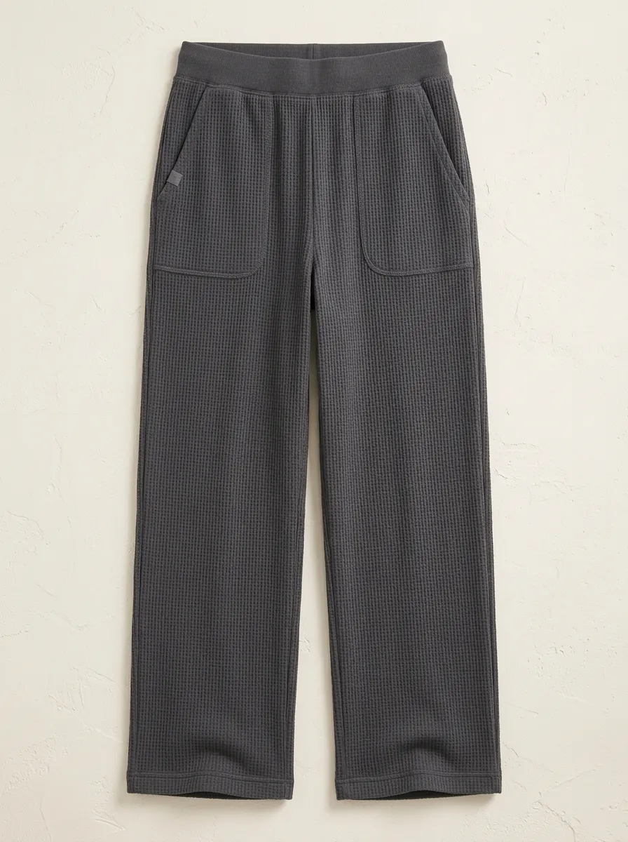 Unisex Casual Charcoal Waffle Knit Elastic Waist Lounge Pants for Casual Wear