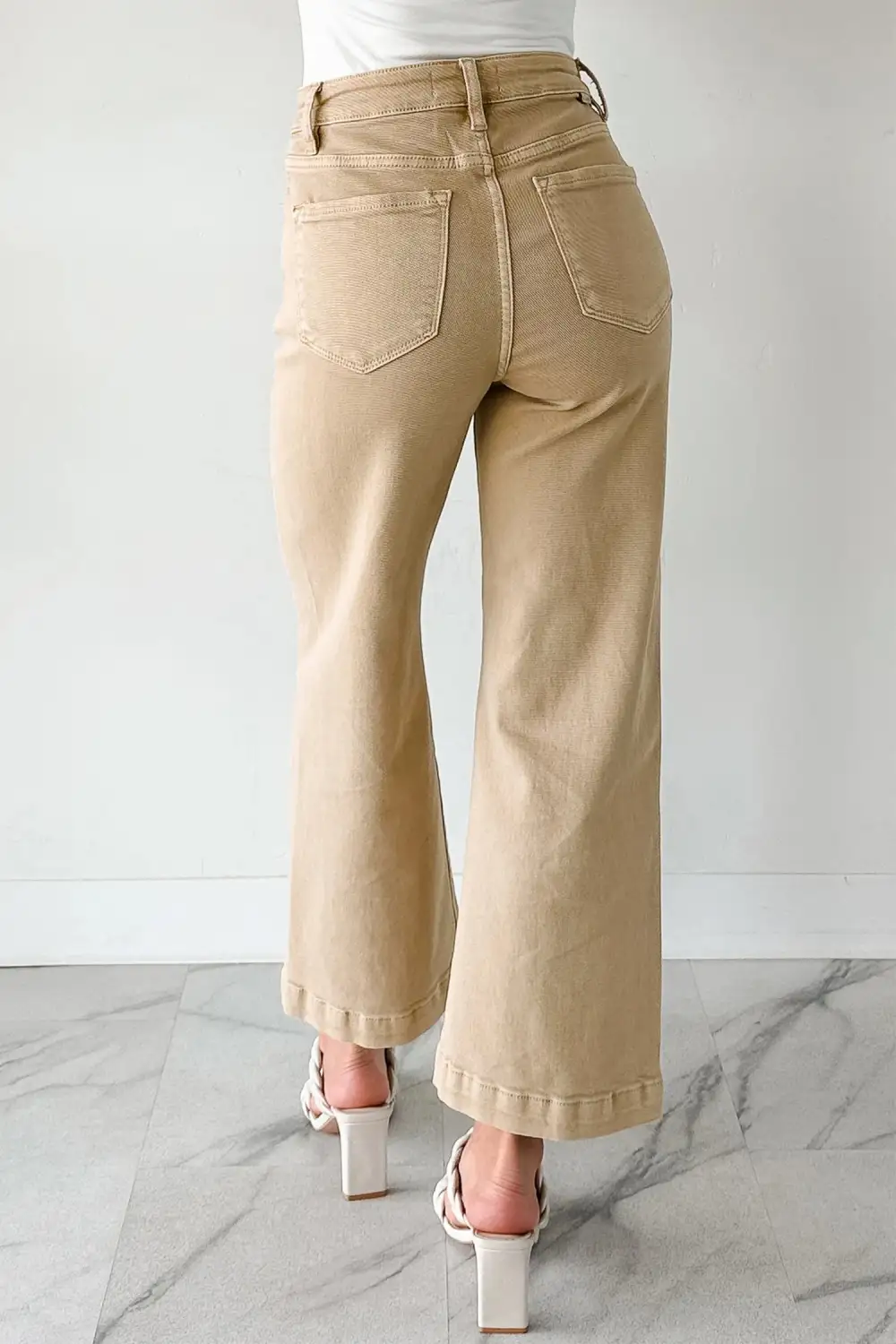 Wide Leg Cropped Seam Detail Casual Jeans