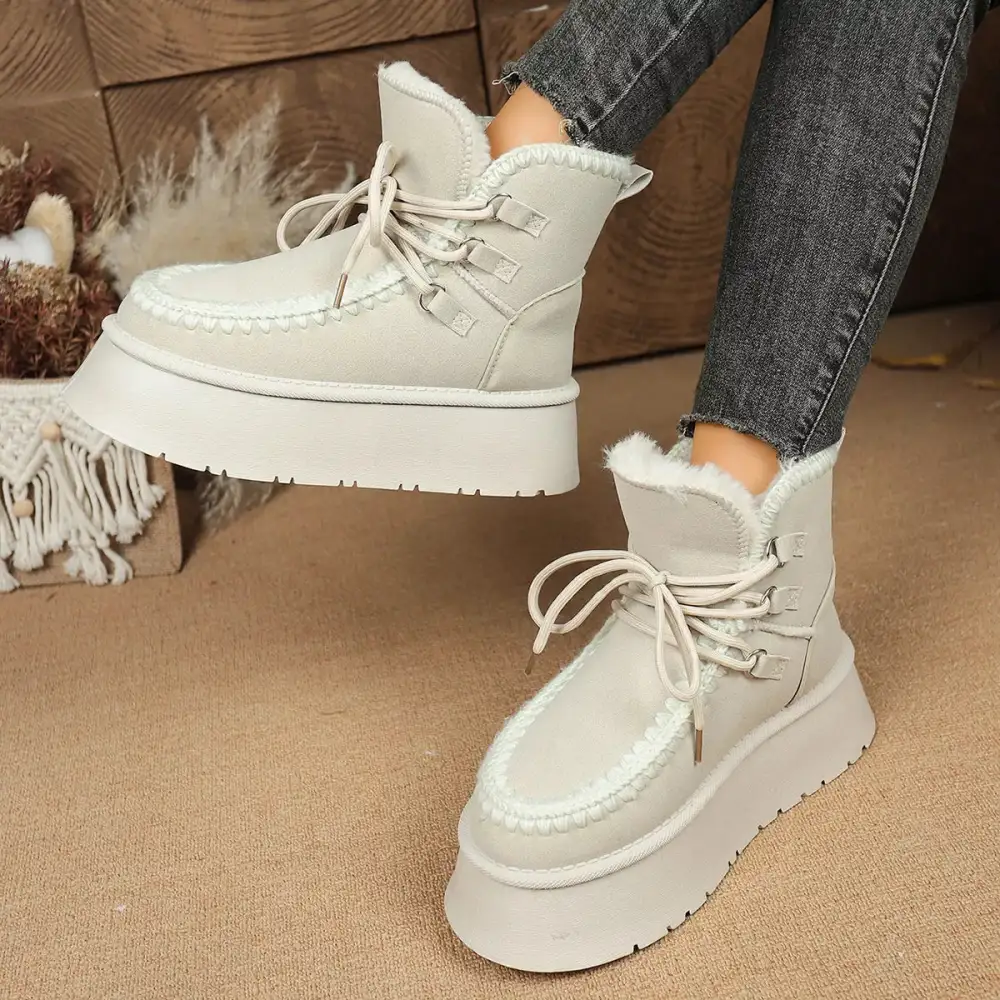 Refined Lace-Up Platform Ankle Boots