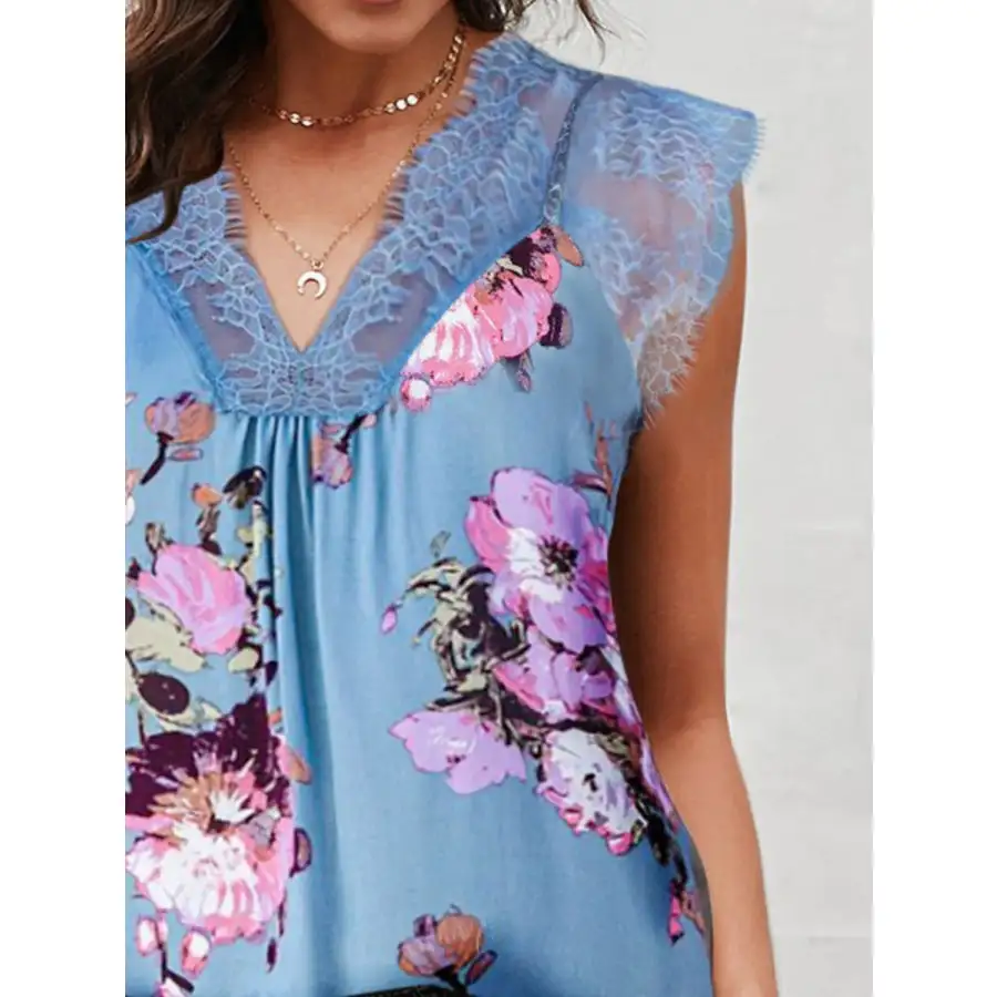 Soft Lace Detail V Neck Tank