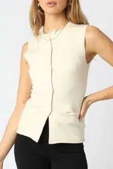 Everyday Sleeveless Button Front Women's Blouse Top