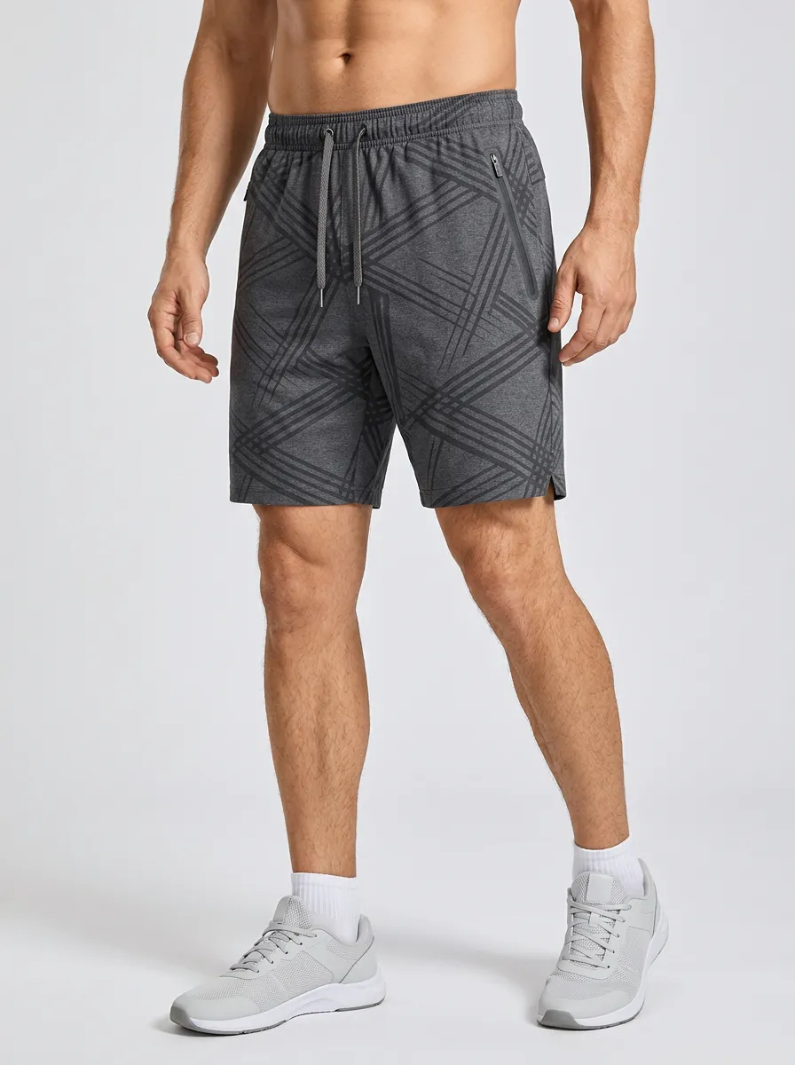 Performance-Inspired Geometric Design Men's Sports Shorts