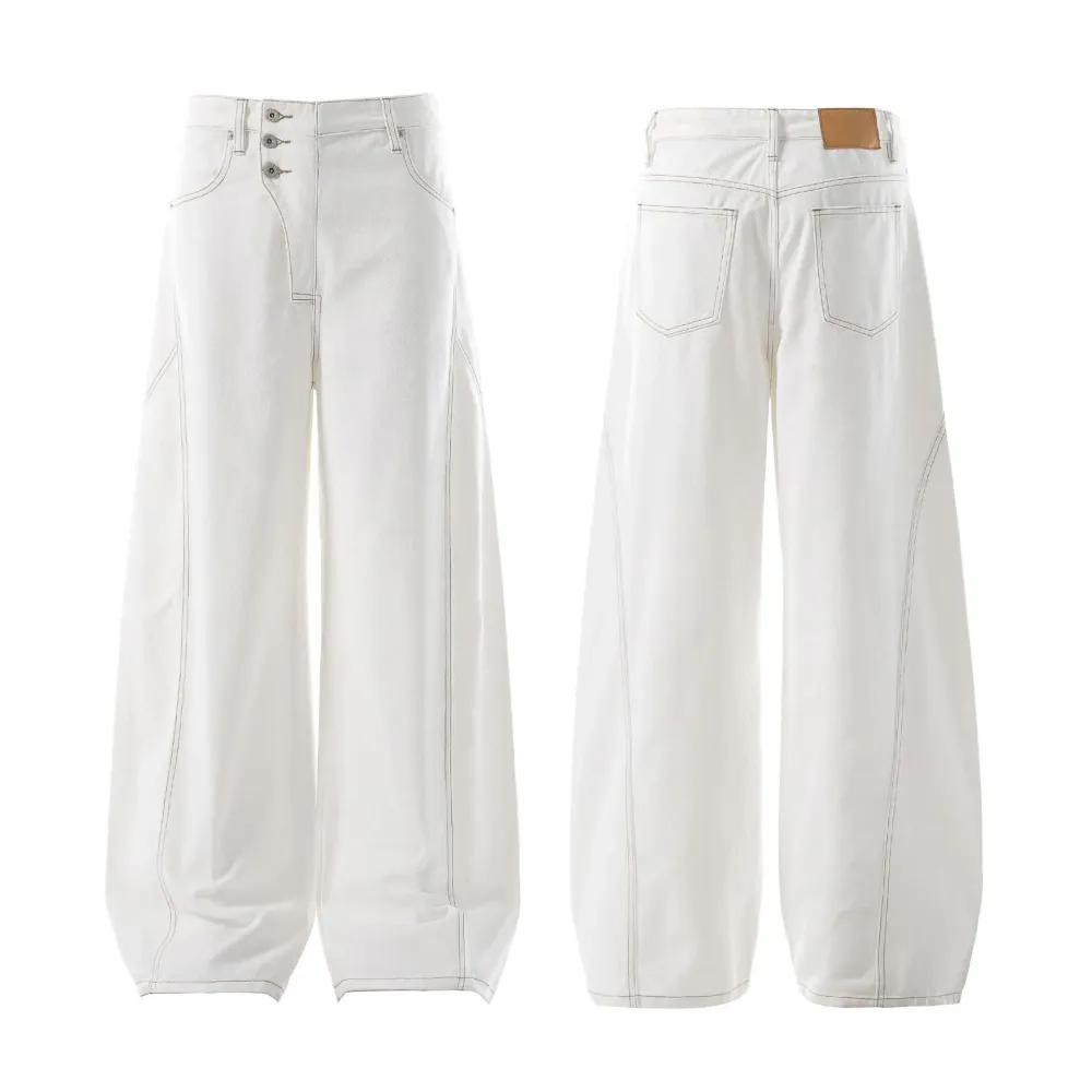 Irregular White Denim Jeans