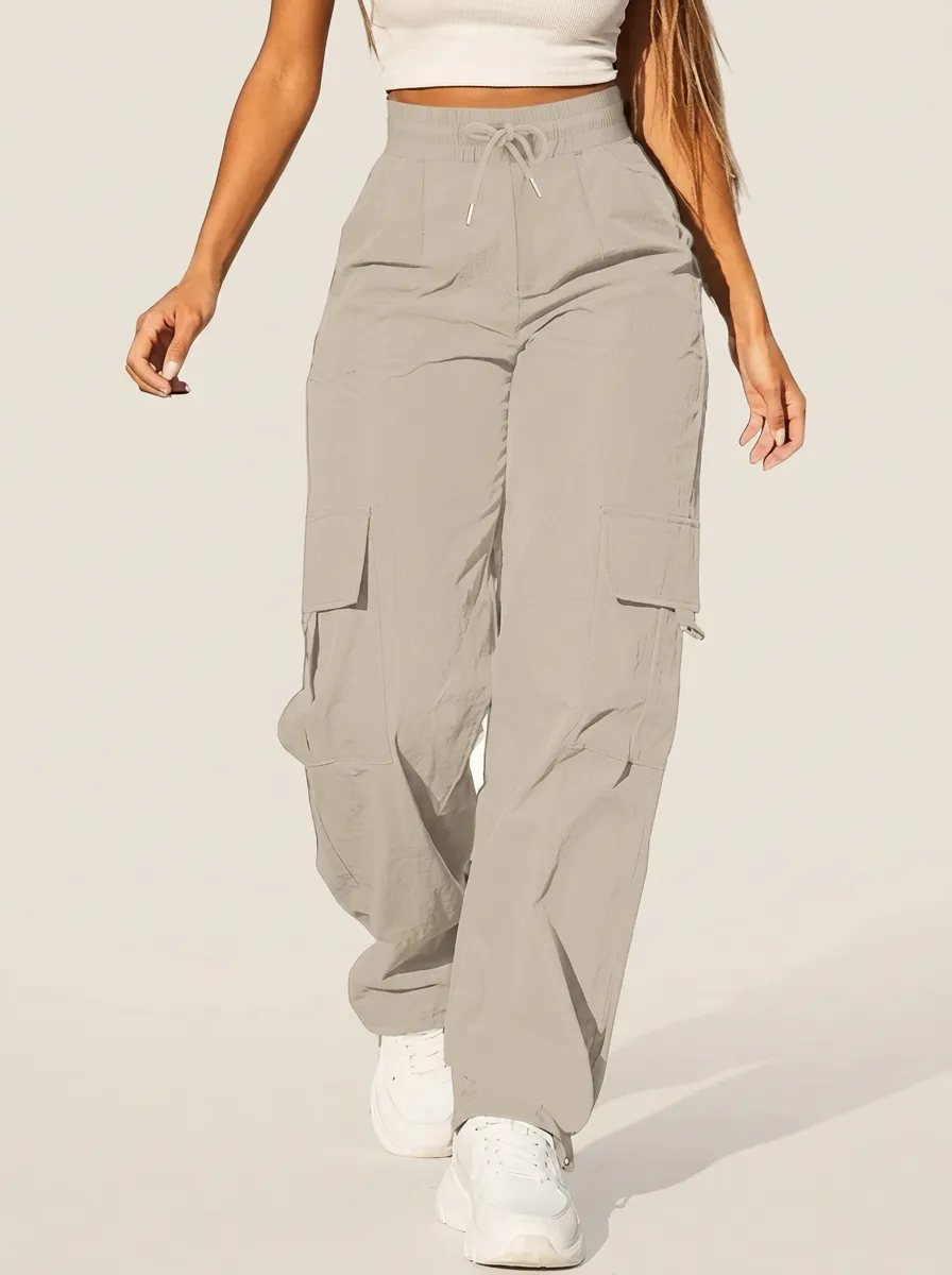 High-Rise Drawstring Breathable Casual Breathable Cargo Pants