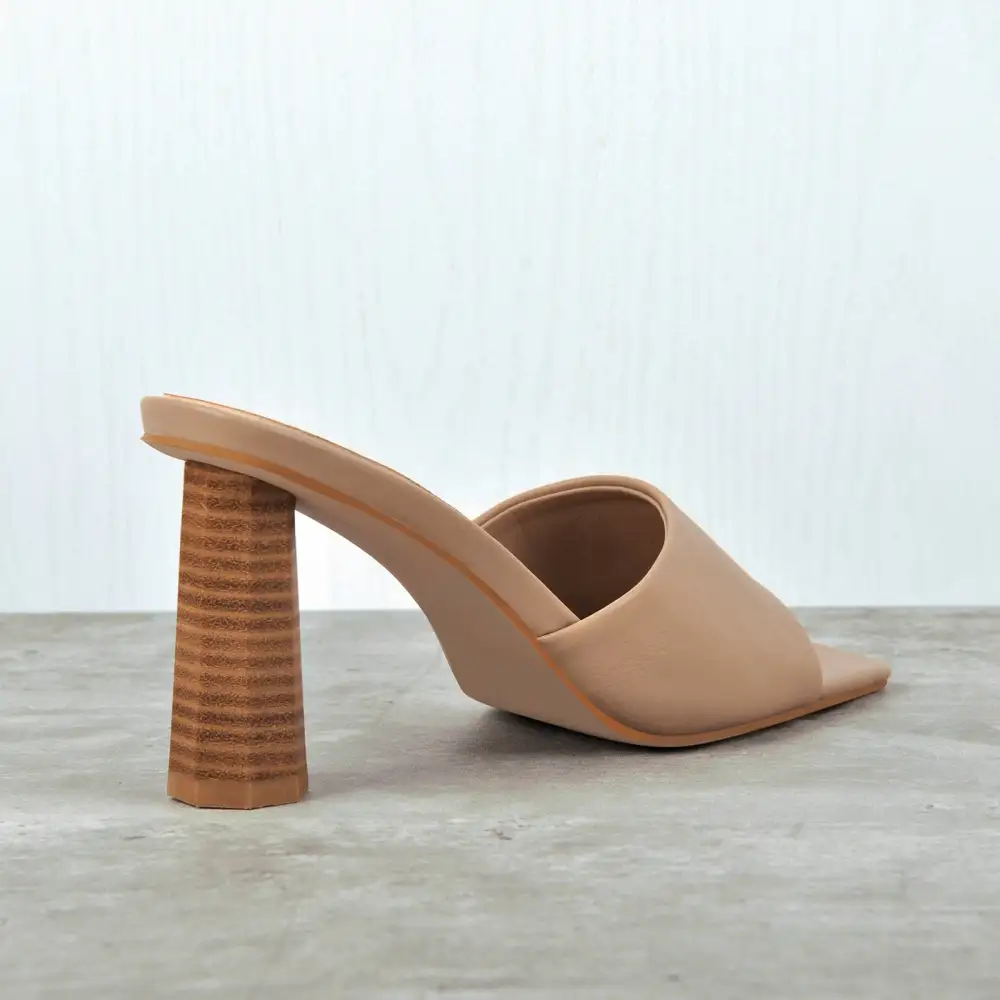 Square Open Toe Mule Chunky Heel Sandals