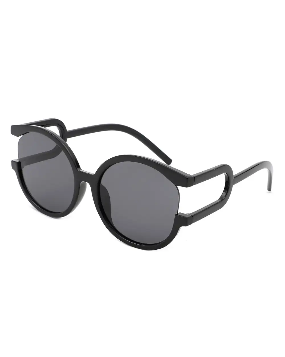 Textured Round Frame Sunglasses