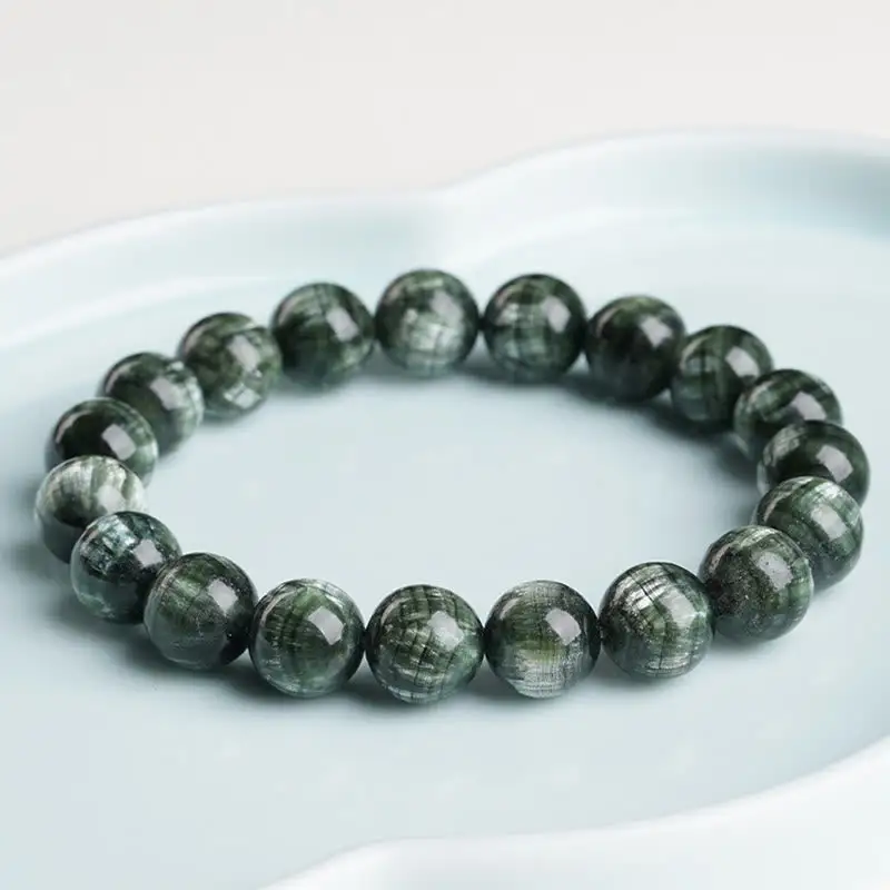 Natural Seraphinite Round Emotional Beaded Bracelet