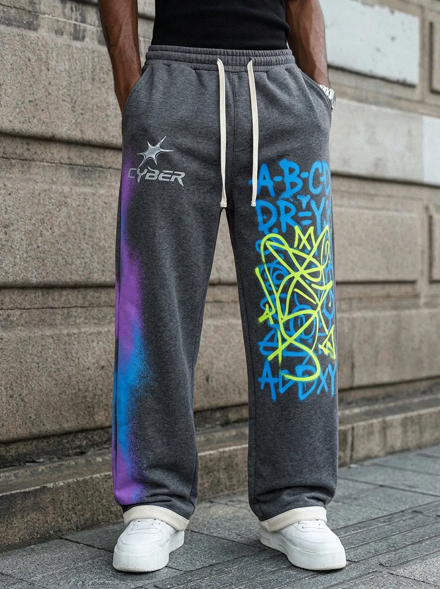 Unisex Statement Streetwear Graffiti Sweatpants