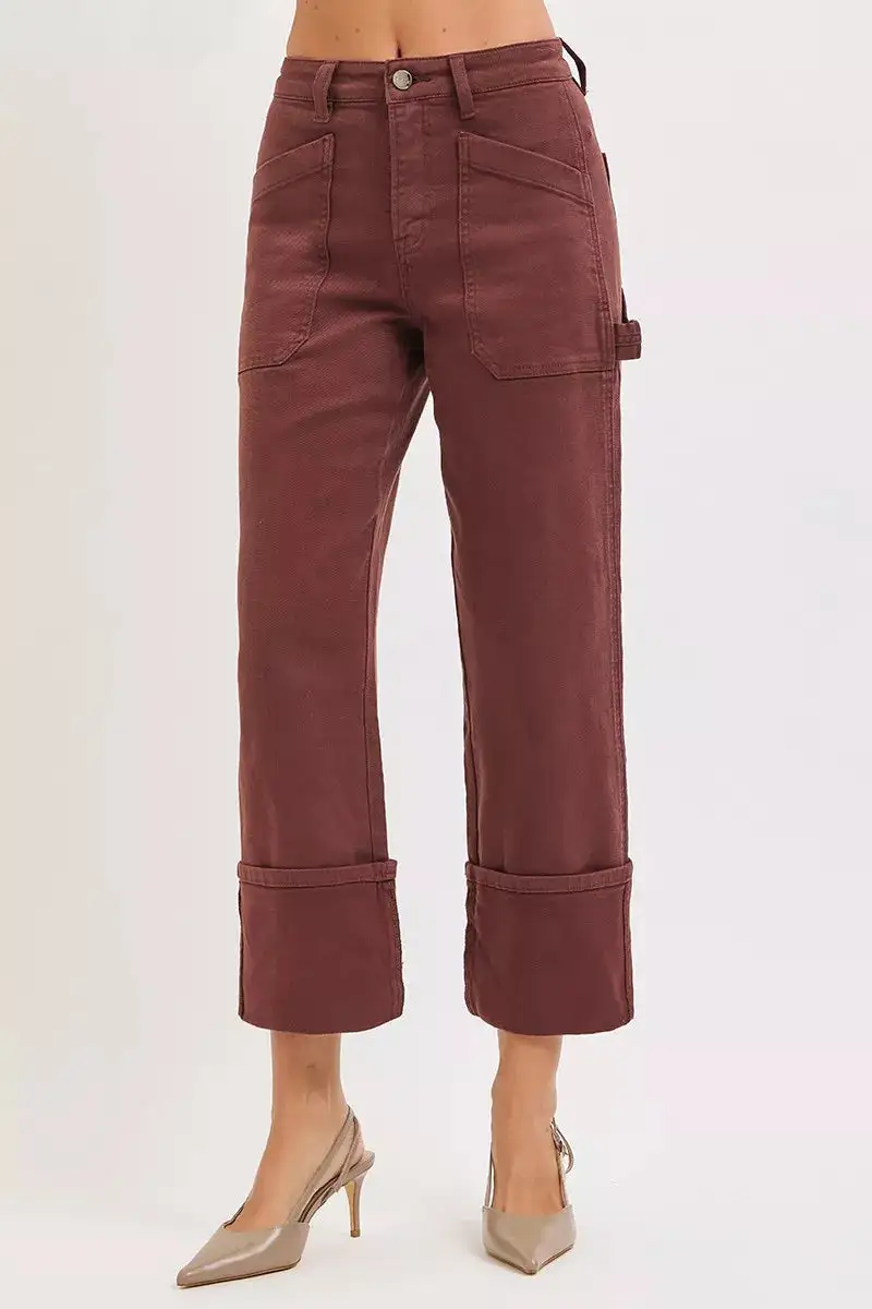 High-Rise Relaxed Cropped Washed Wide Straight Jeans