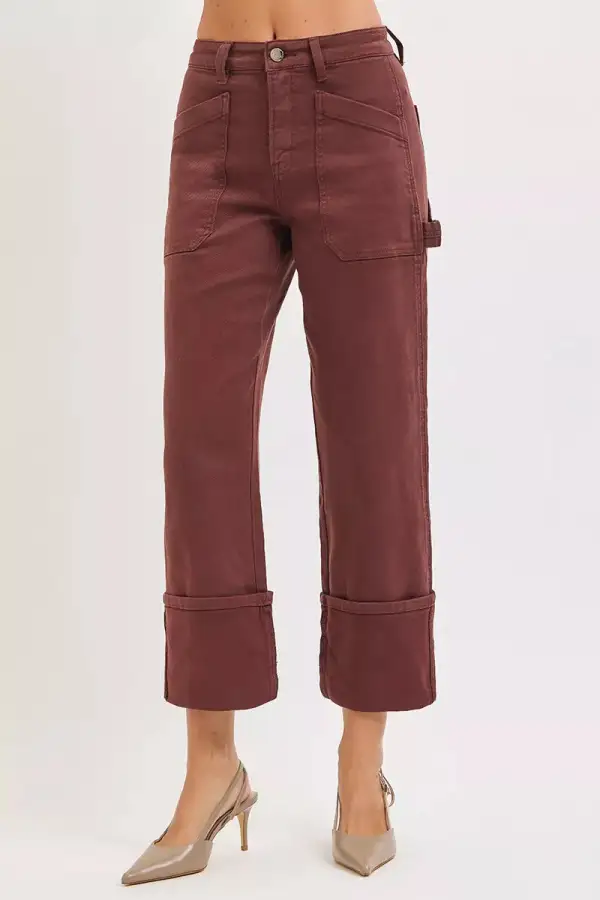 High-Rise Relaxed Cropped Washed Wide Straight Jeans