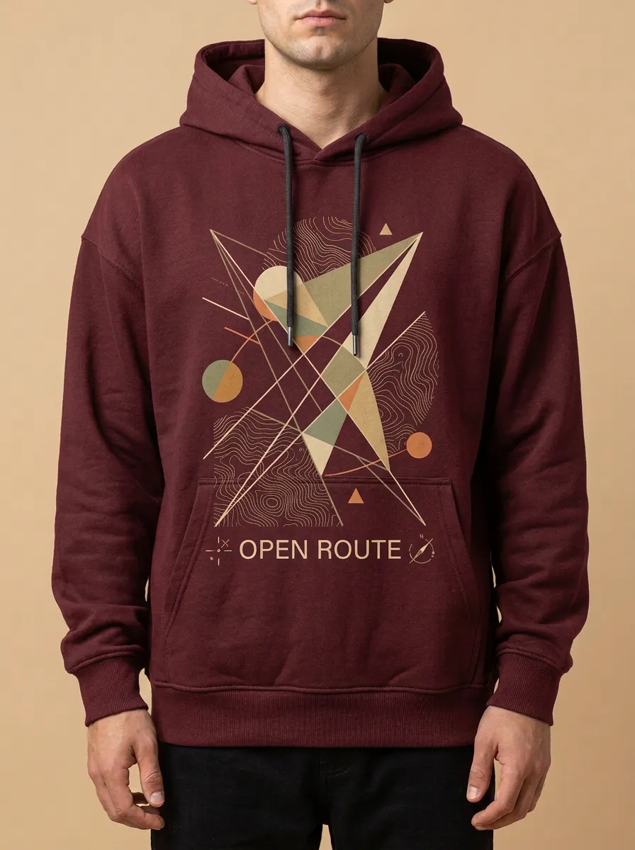 Men's Topographic Line Graphic Drawstring Hoodie