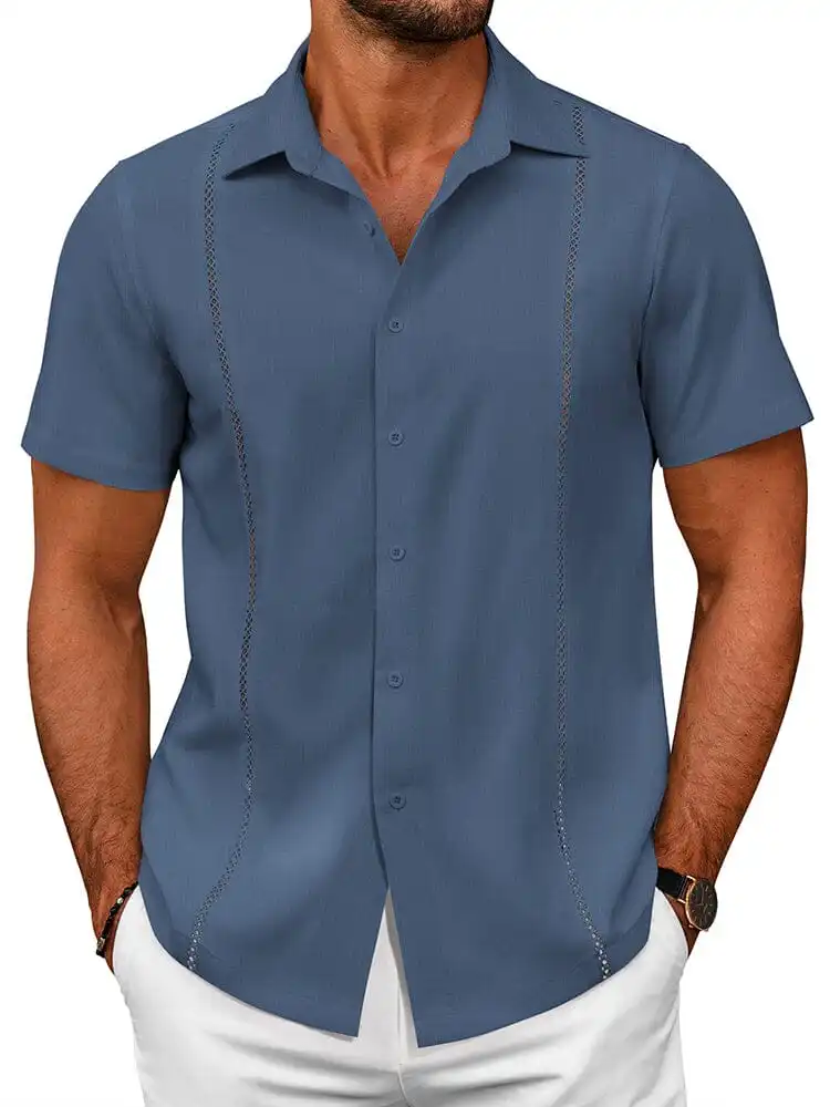 Tailored Casual Embroidered Camp Collar Shirt