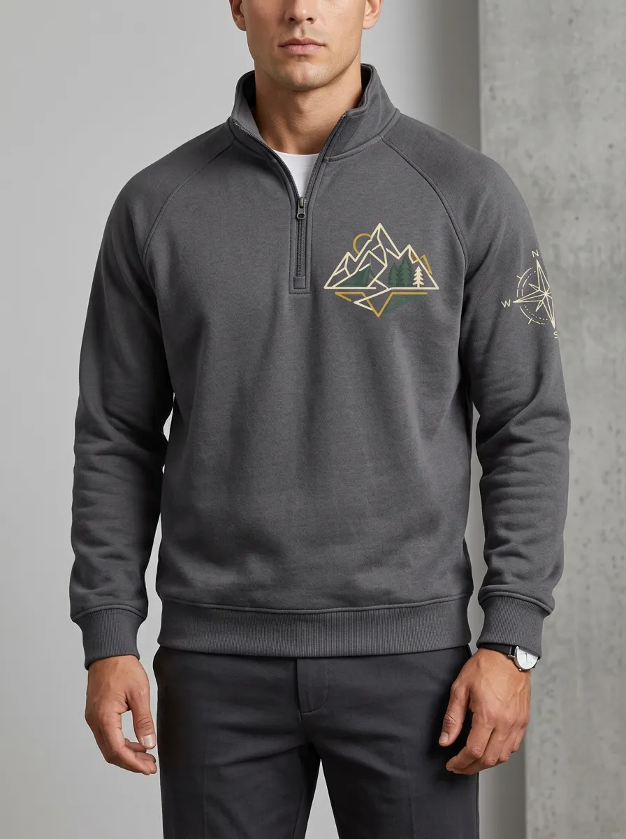 Men's Mountain Forest Raglan Quarter Zip Sweatshirt