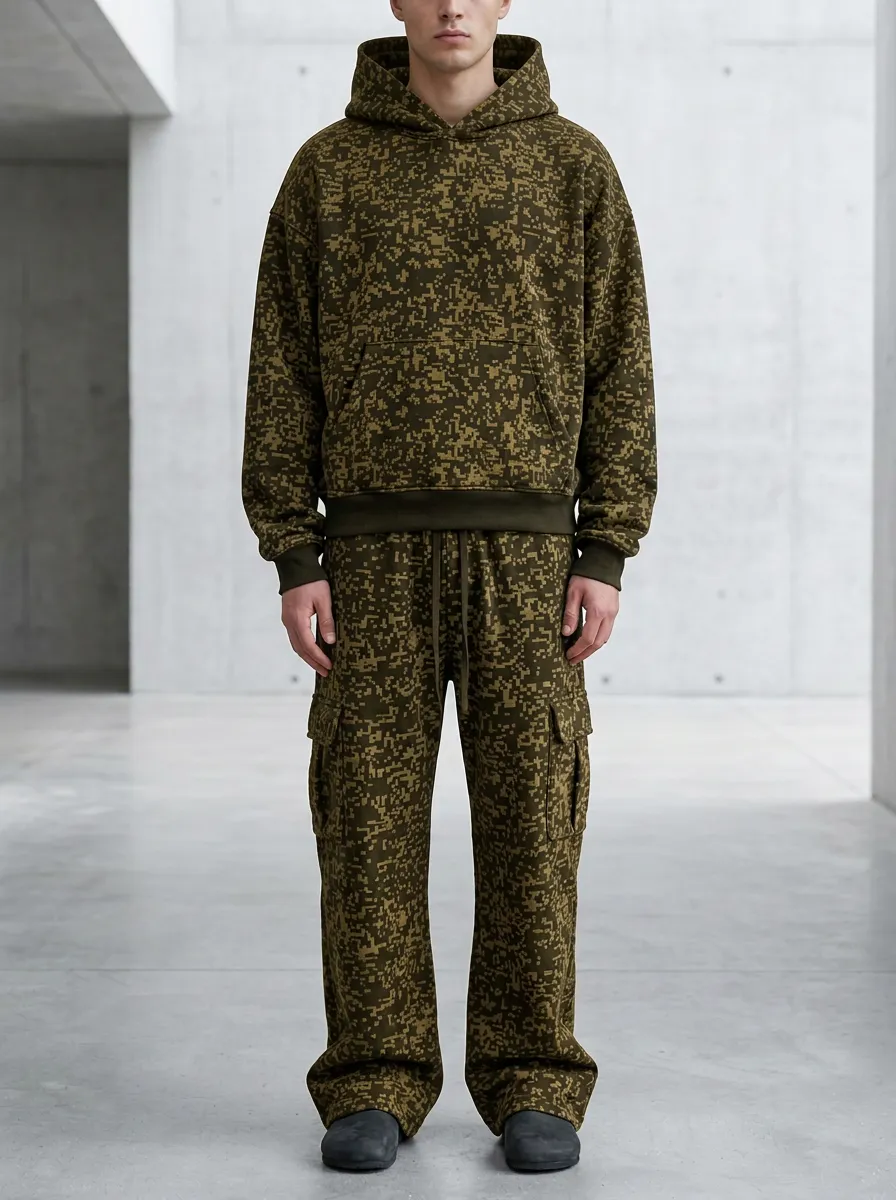Hoodie Cargo Jogger Men's Two-Piece Tracksuit