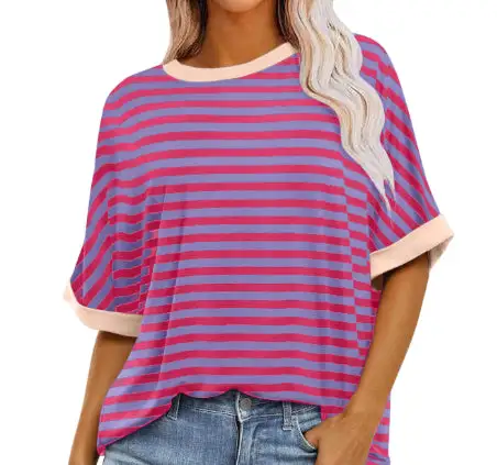 Striped Crewneck Short Sleeve Pullover