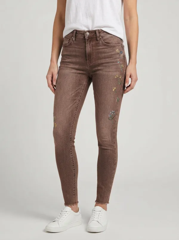 Women's Floral Wildflower Embroidered Slim Jeans