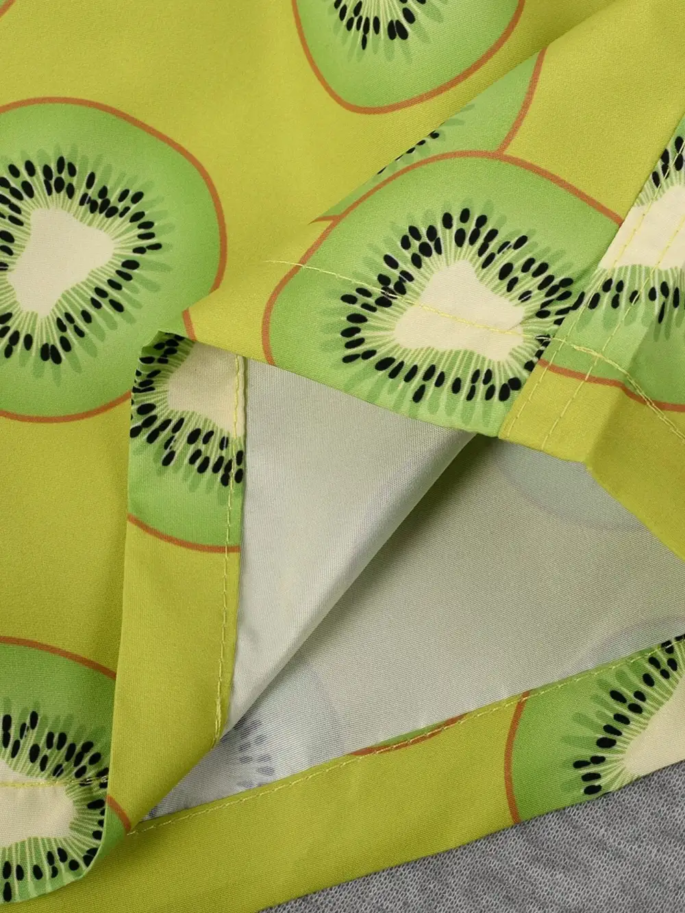Men's Allover Fruit Print Drawstring Swim Trunks