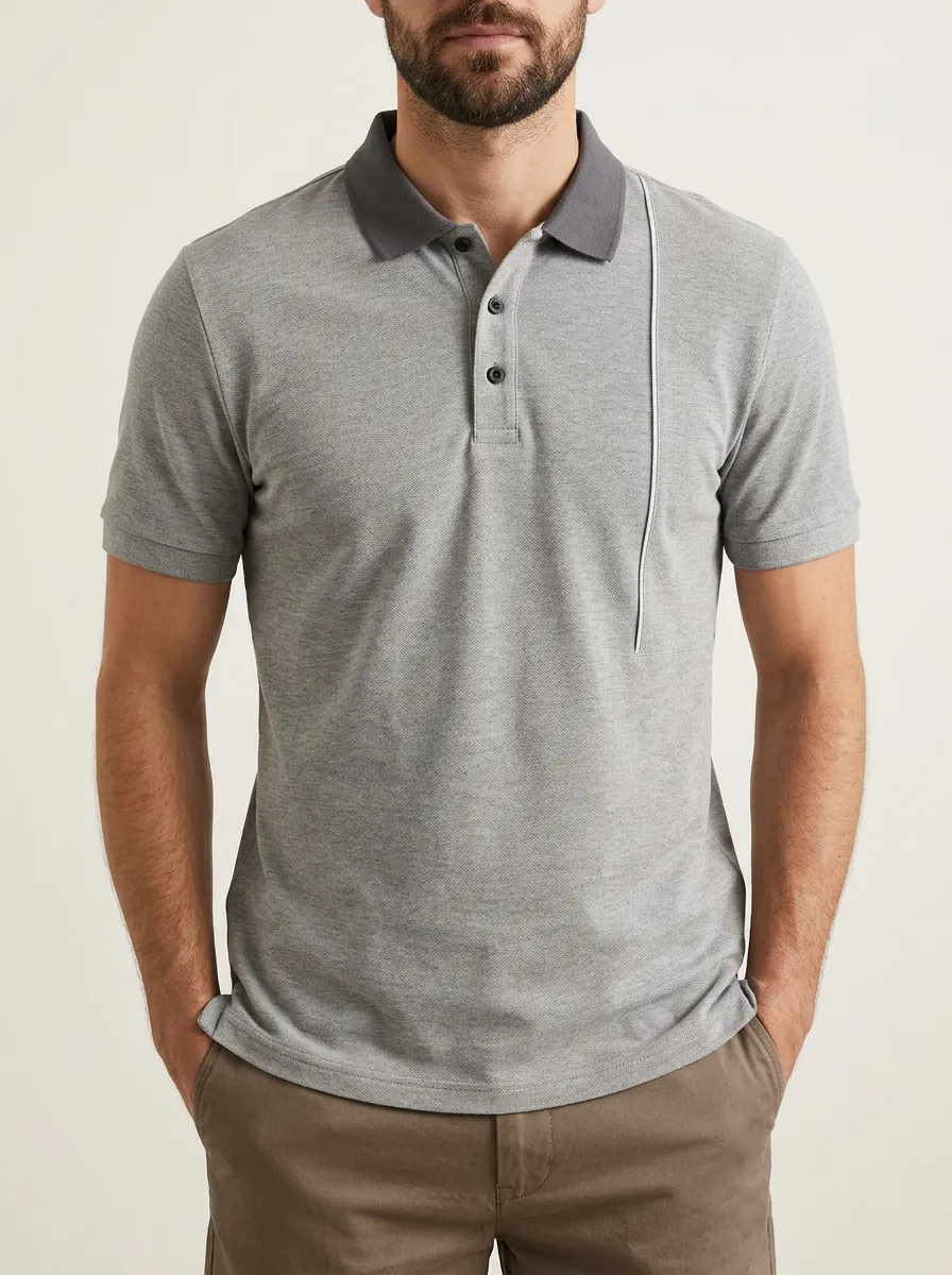 Men's Classic Relaxed Fit Vertical Stripe Printed Polo Shirt