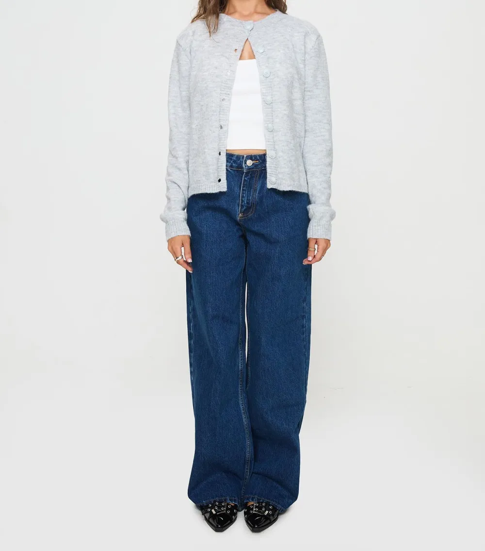 Gray Knit Ruched Button-Up Cardigan
