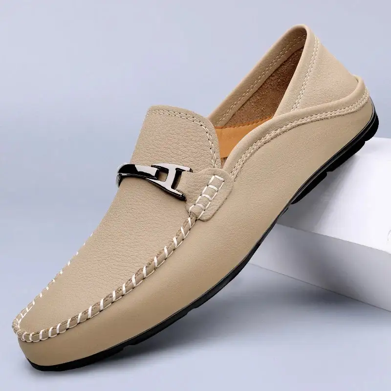 Streamlined Leather Slip-On Shoes