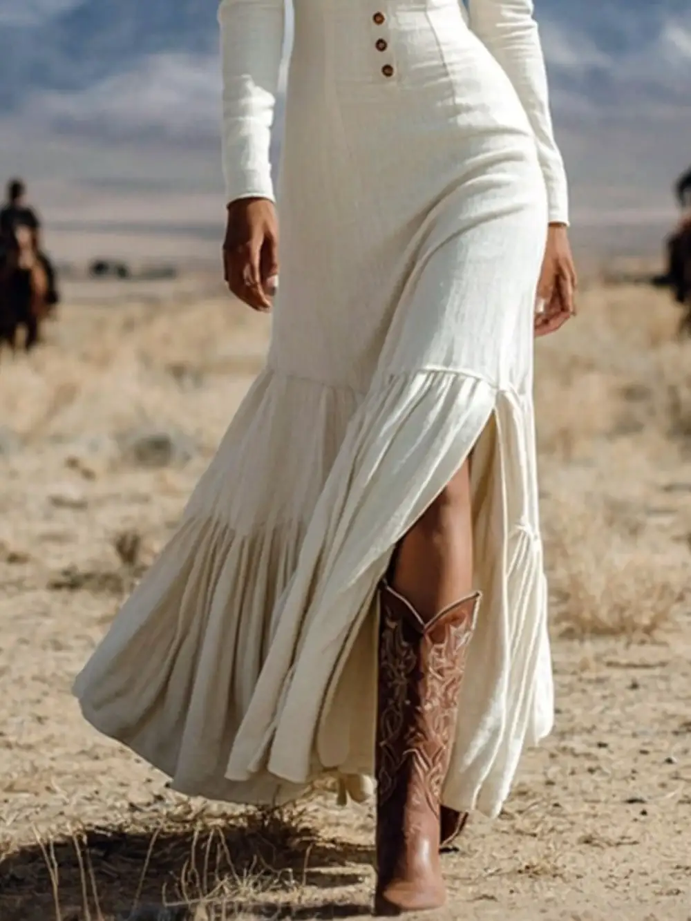 Tiered Long Sleeve Maxi Dress