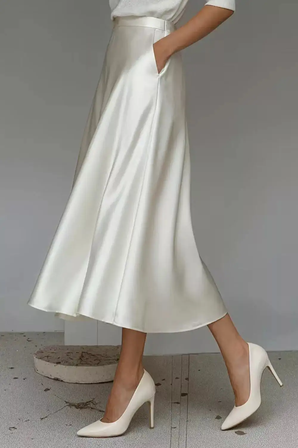 Everyday Satin A-line Midi Skirt