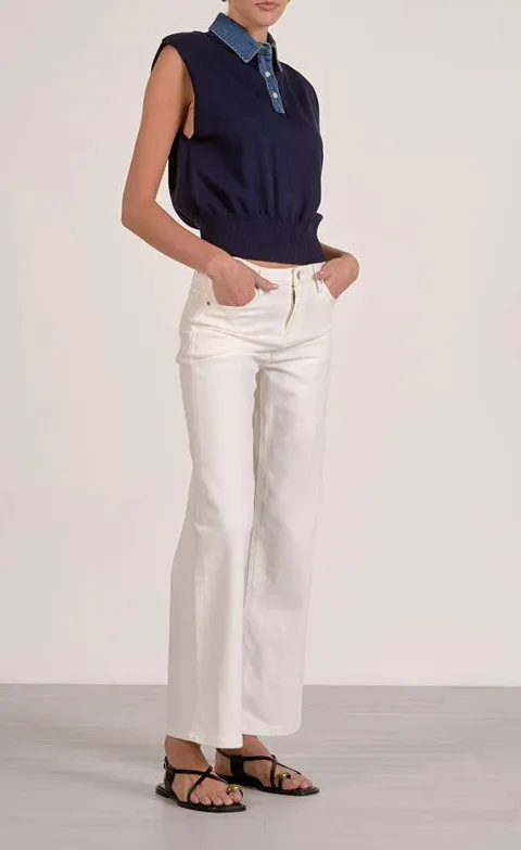 Navy Cap Sleeve Sleeveless Knit Top