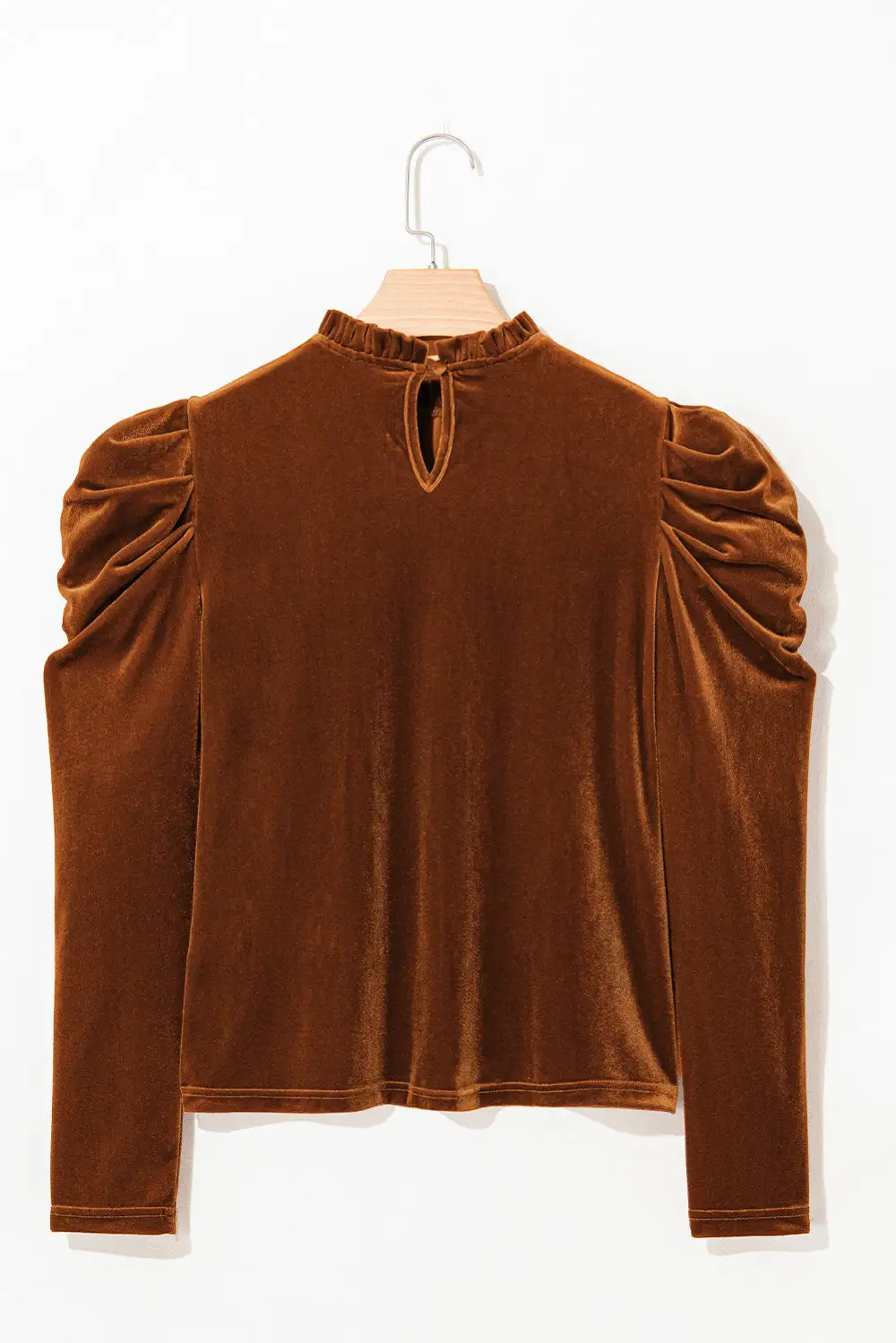 Women's Velvet Collared Puff Sleeve Top