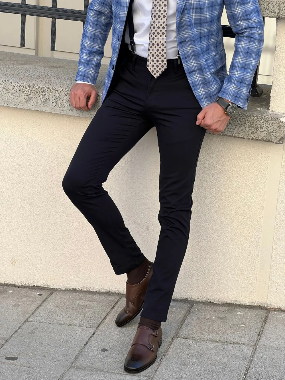 Polished Side Pocket Slim Fit Tailored Trousers