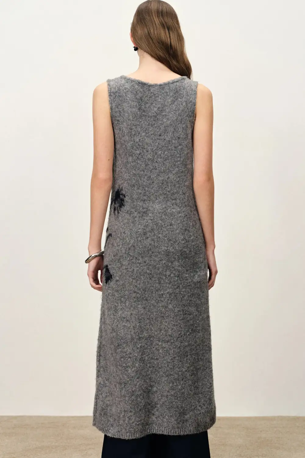 Sleeveless Intarsia Merino Alpaca Wool Knit Dress