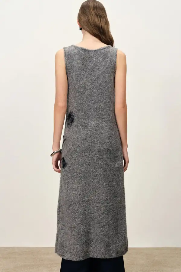 Sleeveless Intarsia Merino Alpaca Wool Knit Dress
