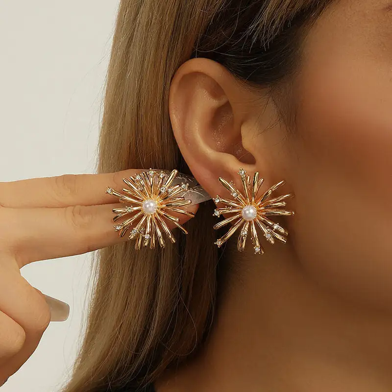 Floral Metal Stud Earrings