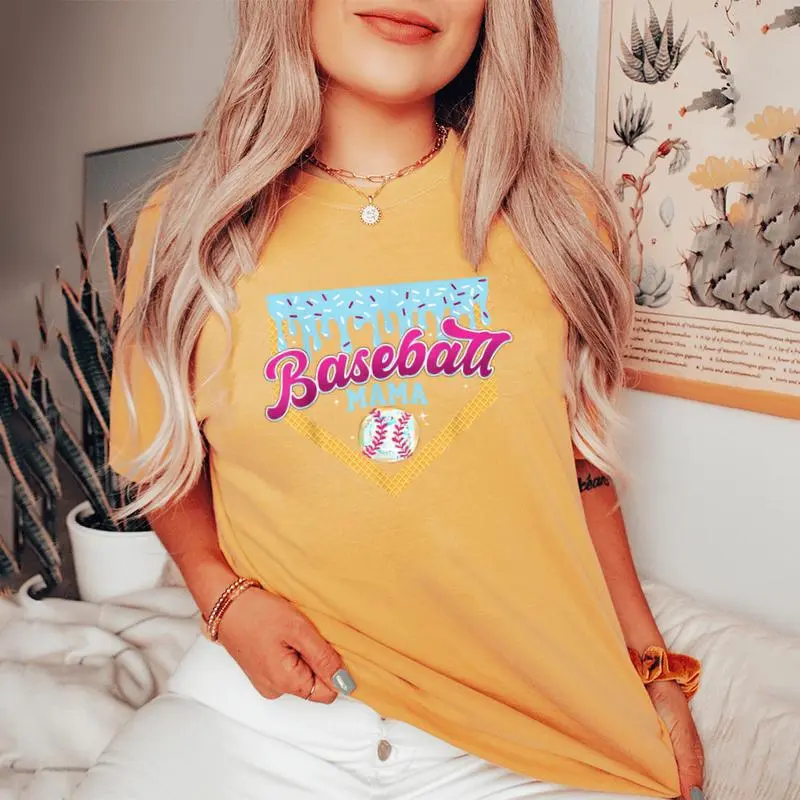 Baseball Mama Home Plate Ice Cream Drip Baseball Mom Women's Oversized Comfort T-Shirt