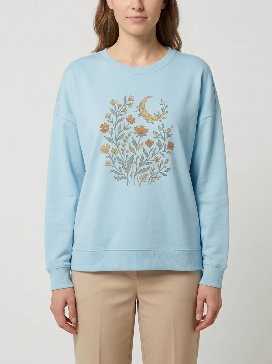 Women's Floral Moon Graphic Sweatshirt