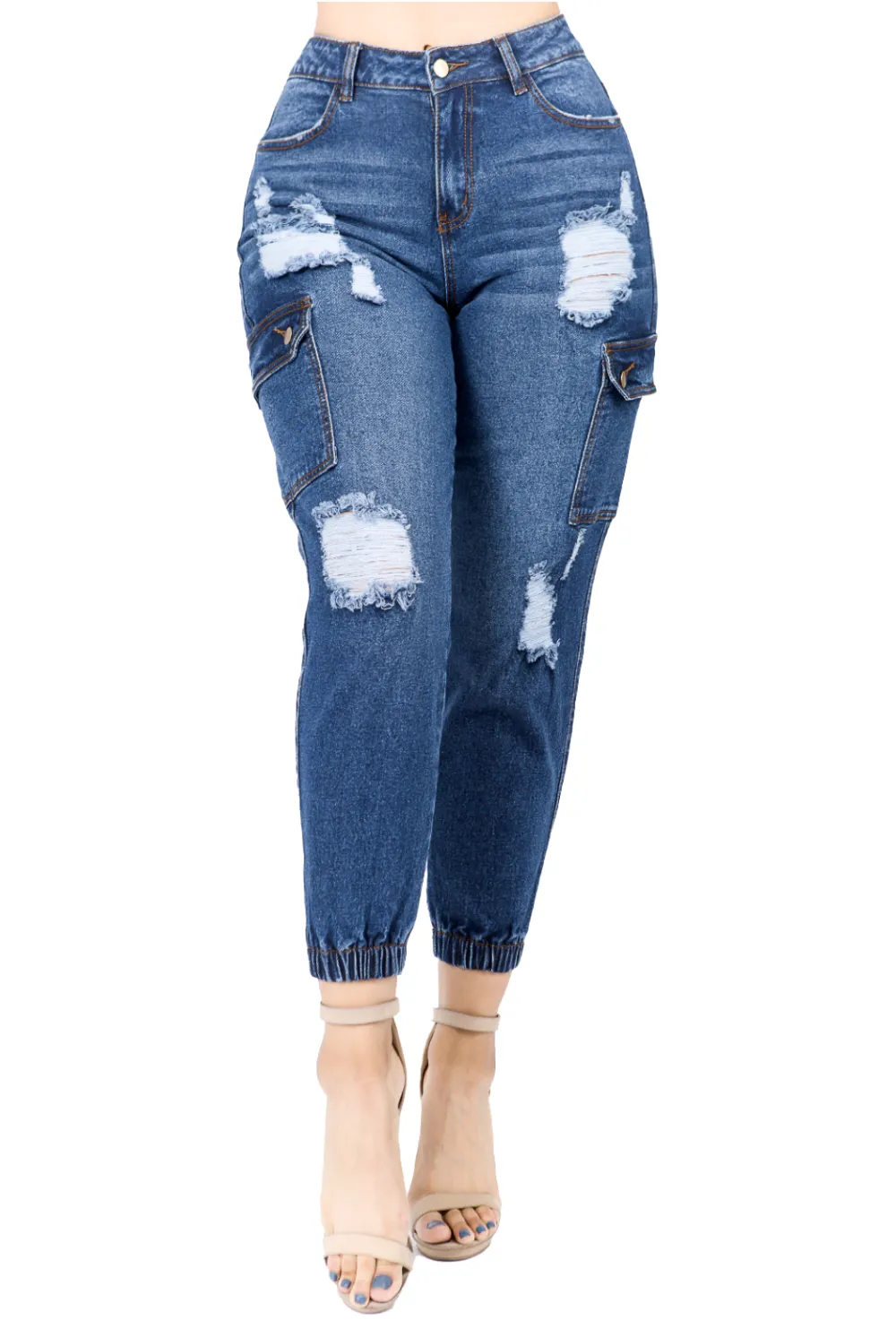 Distressed Cargo Jeans