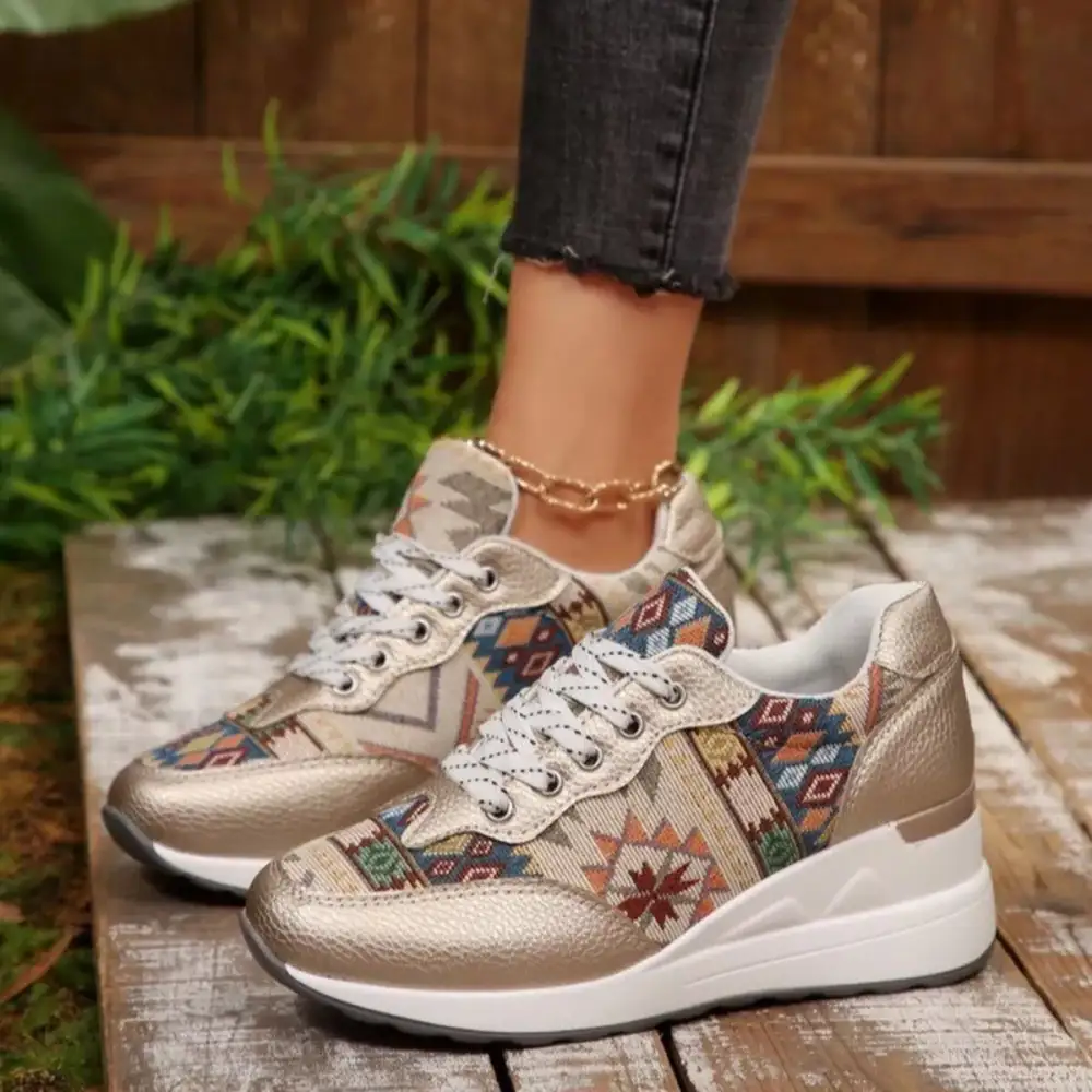 Modern Lace-Up Wedge Sneakers
