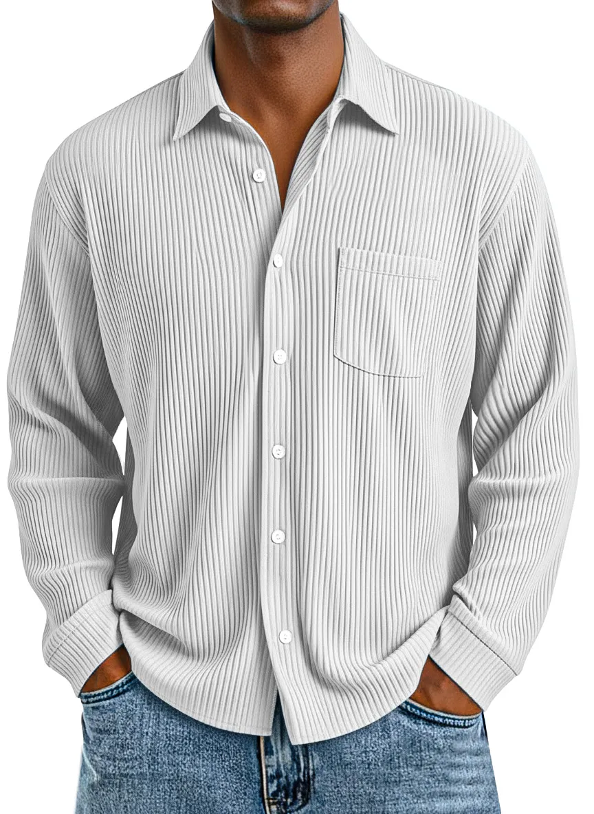 Layered Long Sleeve Open Collar Shirt