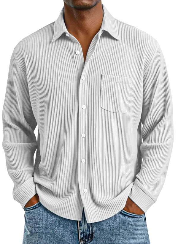 Layered Long Sleeve Open Collar Shirt