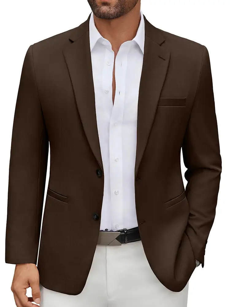 Textured Weave Sharp Lapel Blazer Jacket